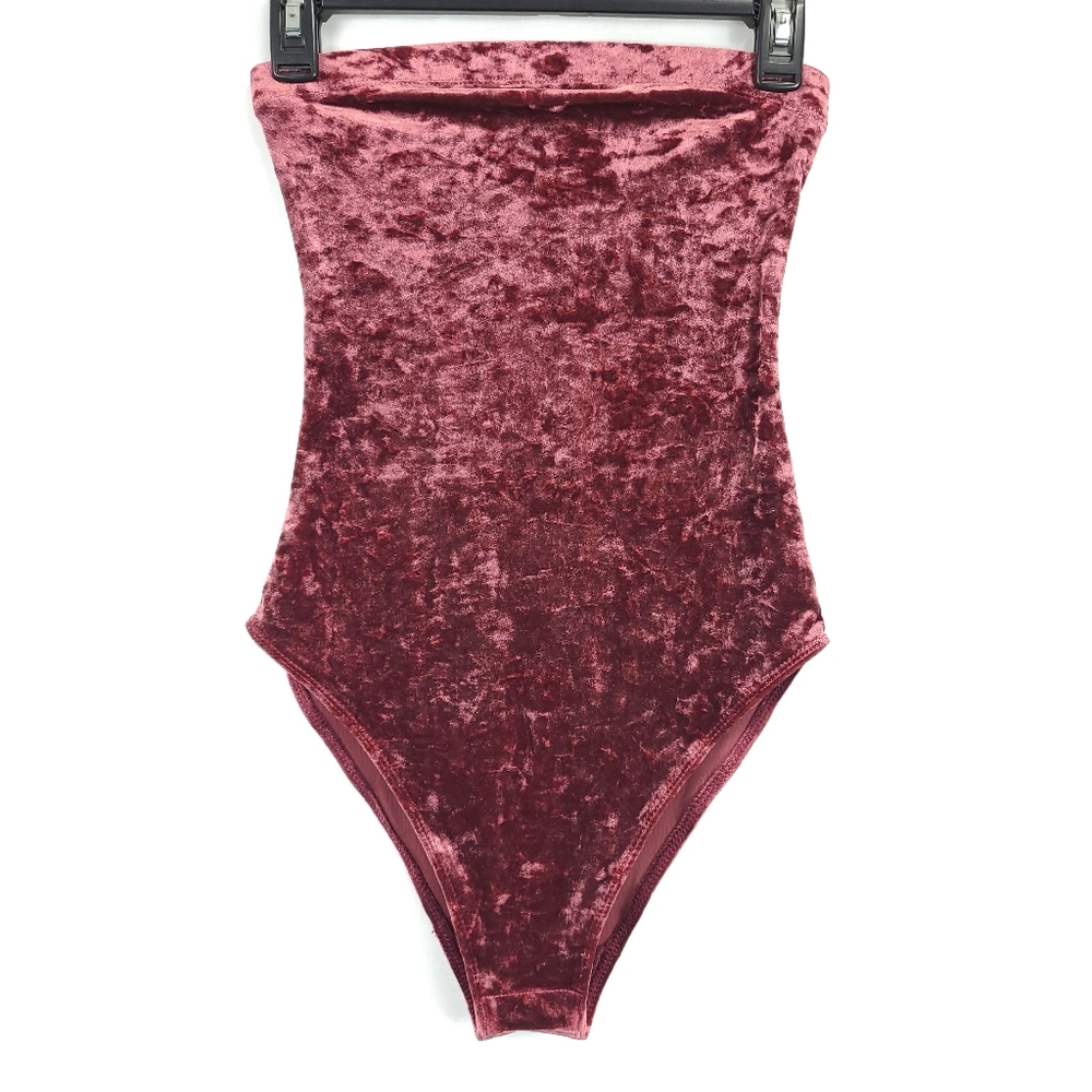 Urban Outfitters Strapless Crushed Velvet Bodysuit